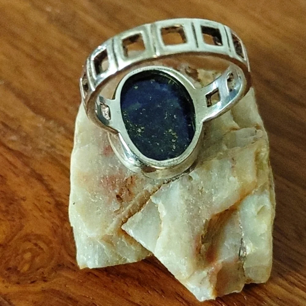 Lapis Lazuli Cabochon in Sterling Ring Size 8.75